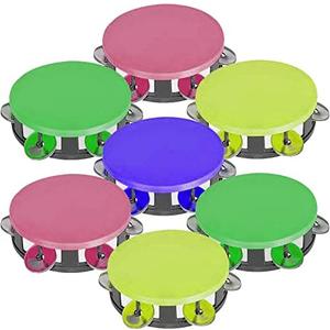 ArtCreativity Neon Tambourines for Kids, Set of 10, Percussion Musical Instruments for Boys and Girls, Durable Plastic and Metal Noise Makers, Birthday Party Favors and Goodie Bag Fillers, 4 Colors