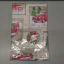 Newbridge Yuletide Christmas Tree Farm Red Barn Truck Vinyl Flannel Back Tablecloth, 70 Inch Round, Nostalgic Holiday Wipe Clean Easy Care Table Cover