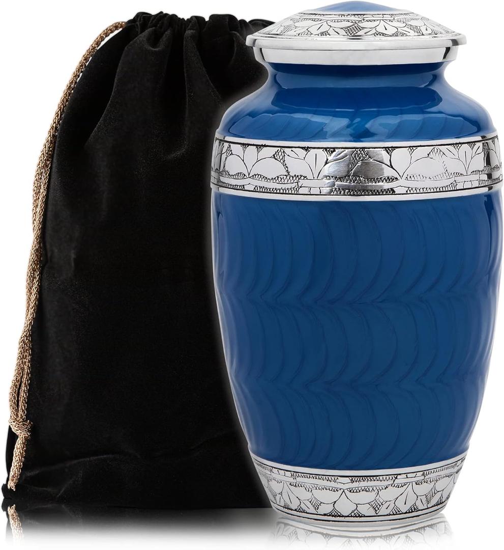 Cremation Urn for Human Ashes by Forever Lane Adult Urn Large with Beautiful Velvet Bag (Large Urn)