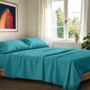 Ashton Sheets 100% Egyptian Cotton Sheets Queen Size - 1200 Thread Count Queen Size Sheets Set Egyptian Cotton, 4 PC Luxury Bedsheet (Teal), Soft, Cooling, 17" Deep Pocket Sateen Bedsheet Set