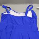 Sovoyontee Women Plus Size Tankini Swimsuit Two Piece Flowy Swimdress Bathing Suits with Shorts (Color: Blue) (Size: 3XL)