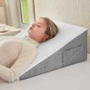 Wedge Pillow for Sleeping & Resting, 24"x24"x10" Memory Foam Cushion with Grey and White Patterned Polyester Cover, Ideal for Bedroom & Living Room Comfortable Support for Adults, Grey & White