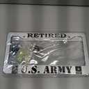 2 PCS for US Army Retired License Plate Frames,Matte Black Aluminum Veteran License Plate Holder License Plate