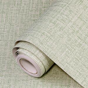 Green Grasscloth Peel and Stick Wallpaper 17.3"x120" Faux Linen Textured Contact Paper Removable Self Adhesive Vinyl Wallpaper for Bedroom Bathroom Kitchen Cabinets