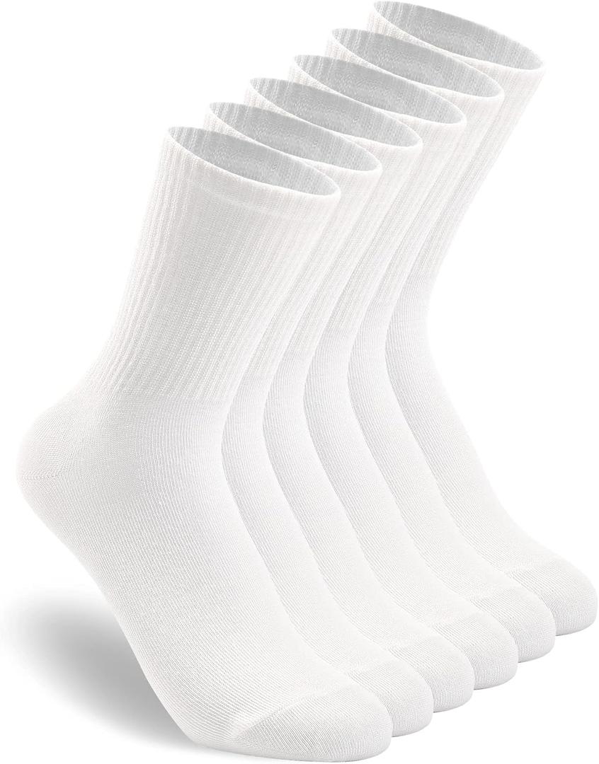 HAVE A TREE 3-6 Pack Womens Crew Lightweight Thin Casual Calf Socks Size 6-11 (White)