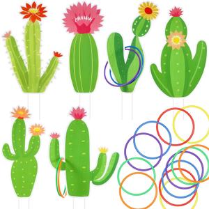 Leitee 6 Sets Cactus Yard Sign Plant for Fiesta Game Cactus Ring Toss Game Outdoor Cinco De Mayo and Fiesta Party Decor Garden Stake Decorative Insert Lawn