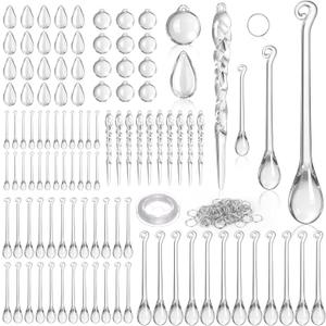 102 Pcs Christmas Tree Decorations Crystal Ornaments, Hanging Crystal Teardrop Christmas Ornaments Acrylic Clear Raindrop Xmas Decor Winter Party Supplies