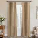 KOUFALL Burlap Curtains Farmhouse,Tan Light Brown Camel 84 Inches Long Sheer Linen Farm House Country Style Rustic Curtains for Living Room Bedroom (52"W x 84"L (Pack of 2))