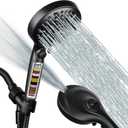 Filtered Shower Head with Handheld, 9 Spray Modes 2.5GPM High Pressure Showerhead with ON OFF Pause Switch, 15 Stage Water Softener Filter for Hard Water Remove Chlorine and Harmful Substances (Black)