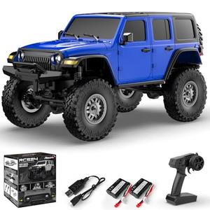RACENT 1/24 RC Crawler 4WD Off Road All Terrain RC Monster Truck Rock Climbing with led Light Waterproof Hobby Grade Toys with 2 Batteries for Adults (Blue)