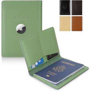 Full Grain Leather Passport Holder Wallet Cover for Women and Men Travel, Passport Holder with Slot Passport Wallet, Travel Essentials Genuine Leather Passport Cover (Green)