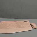 Trueque Wireless Keyboard and Mouse Combo - Full-Sized Ergonomic Keyboard with Wrist Rest, Phone Holder, Sleep Mode, Silent 2.4GHz Cordless Keyboards Mice Set for Computer, Laptop, PC, Windows (Pink)