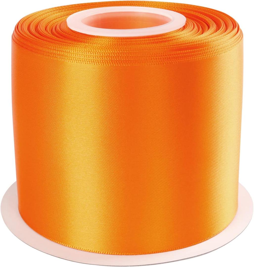 3 Inch Wide Ribbon Double Face Satin Ribbon - 25 Yards (668-Orange Peel)