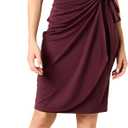 Amazon Essentials Women's Cap Sleeve Boat-Neck Faux Wrap Dress (Medium, Burgundy)
