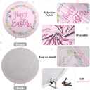 Renaiss 7.2x7.2ft Happy Easter Round Backdrop Cover Watercolor Pink Flower Easter Wreath Circle Photography Background Spring Easter Baptism Newborn Party Decors Easter Garland Arch Photo Booth Props