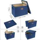 SNWDN 4 Pack Large collapsible Fabric Storage Bins with Lids Fabric Storage Box With Lids for Closet Organizers And Storage (Dark Blue 17.3x11.4x11.8 inches)