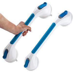 TAILI Shower Grab Bar 2 Pack,Suction Shower Handles for Bathtubs, Heavy Duty 240 lbs Bathroom Safety Grip for Seniors, No Drilling Removable Waterproof Handrails,Blue (16.8")