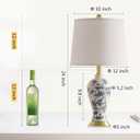 RORIA 24" Chinoiserie Modern Ceramic Small Table Lamps Set of 2 for Bedroom, Blue and Beige Bird Pattern Traditional Classic Table Lamp for Living Room Nightstand Entryway, 2 LED Bulbs Included