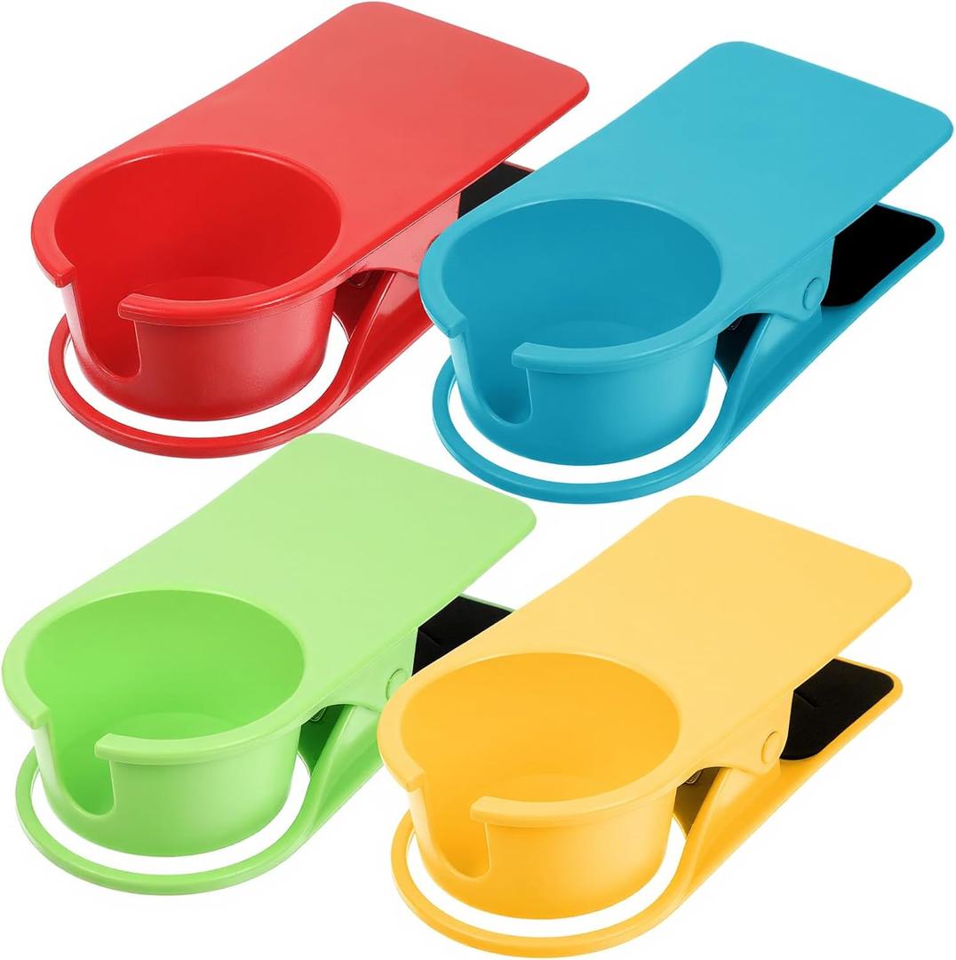 4Pcs Drinking Cup Holder Clip, Desk Adirondack Chair with Cup Clip Holder for Water Drink Beverage Soda Coffee Mug