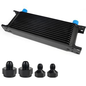 13 Row AN10 10AN Transmission Oil Cooler Kit Stacked Plate With 6AN 8AN Adapter Universal Engine Transmission British Radiator Oil Cooler Condenser Aluminium Alloy Black, Pack of 2
