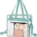 BAGAIL Clear Bags 12x6x12 Stadium Approved Clear Tote Bag with Zipper Closure Crossbody Shoulder Bag with Adjustable Strap (Dusty Blue)