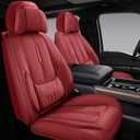 NS YOLO Universal Fit Full Coverage Leather Car Seat Covers for Cars,SUVs and Pick-up Trucks, Car Seat Protector,Automotive Seat Covers Full Set,Car Seat Cushion,Wine Red Seat Cover for 5 Seats