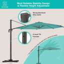 LE CONTE LYON 10 ft. Cantilever Umbrella with 360 Degree Rotation | Outdoor Aluminum Offset Patio Umbrella Market Hanging Umbrellas | Solution Dyed Fabric, 5-level Tilting and Cross Base (Aruba Blue)