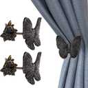 Butterfly Curtain Holdbacks Rustic Metal Set of 2  Decorative Wall Mounted Tiebacks for Drapes, Elegant Window Treatment Hardware for Living Room, Bedroom & Office  Unisex Home Dcor