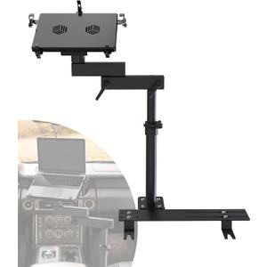 Car Laptop Mount with 2 Cooling Fans, No-Drill Adjustable Vehicle Computer Mount for Trucks, Vans, Heavy Duty Aluminum Laptop Holder for Work on The Go