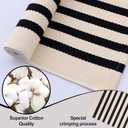 OLANLY Beige and Black Striped Rug 4' x 6' Washable Cotton Doormat for Indoor Outdoor Use, Layered Front Porch Rug for Entryway, Kitchen, Patio