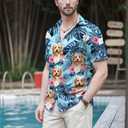 Lussues Nee Havanese Hawaiian Shirts for Men,Button Down Beach Casual Shirtss Blue (M)