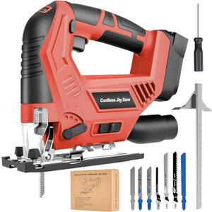 Jigsaw Compatible with Milwaukee 18V Battery (No Battery), Cordless Jig Saw Brushless Jigsaw Tool with LED Light, 0- 45 Bevel Cuts, 3 Orbital Settings for Straight/Curve/Circle Cutting