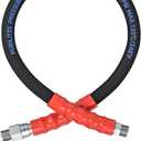 2FT Pressure Washer Whip Hose 3/8'', 4800PSI Jumper Hose Reel Connector Steel Wire Braided with 3/8'' Quick Connect Adapter Set for Power Washing
