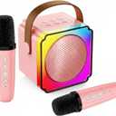 Karaoke Machine, Portable Speaker with Microphones, Birthday Family Party Gifts for Kids Girls Boys 3 4 5 Year Old