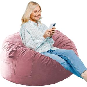 Bean Bag Chairs, Memory Foam Stuffing Bean Bag Chair for Adults/Teens/Kids with Removable Zipperd Cover, High-Rebound Memory Foam Lazy Sofa Furniture for Living Room Bedroom College Dorm (M (36x36x24 In), Pink (Removable Cover))