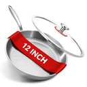 12 Inch Titanium Pro Pans for Cooking with Lid Pure Healthy