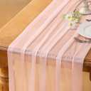 Socomi 4 Pcs Blush Pink Gauze Table Runner Bulk 10 Ft Chiffon Like Wedding Table Runner for Bridal Shower Decorations Baby Shower