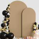 Wokceer Wedding Arch Stand 7.2FT, 6FT Spandex Fitted Arch Cover 2 Set Round Top Chiara Arch Backdrop Stands for Birthday Party Ceremony Banquet Decoration Khaki
