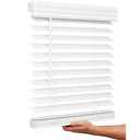 Lotus & Windoware Cordless, 2" Faux Wood Blind, 35.5" Wide x 60" Long, Window Blinds, Blinds & Shades, Blinds for Indoor Windows, Smooth, Bright White - 35.5" x 60",Bright White