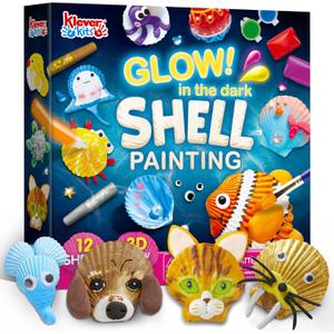 Klever Kits 12 Glow in The Dark Sea Shell Painting Kit-Arts & Crafts for Boys and Girls Ages 6-12, Art Supplies, Kids Craft Paint Kits, Creative Art Toys for Birthday Party Gift
