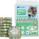 Pet Soft Disposable Cat Diapers - Diaper for Female & Male Cats, Puppy Doggie Diapers for Female Dogs with Adjustable Foam Tail Hole, X-Small (24Pcs, GN Flowers)