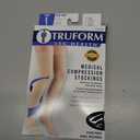 Truform 20-30 Mmhg Compression Stockings for Men & Women, Thigh High Length, Dot Top, Closed Toe, Black, Large (20-30 Mmhg) (Large (1 Pair))