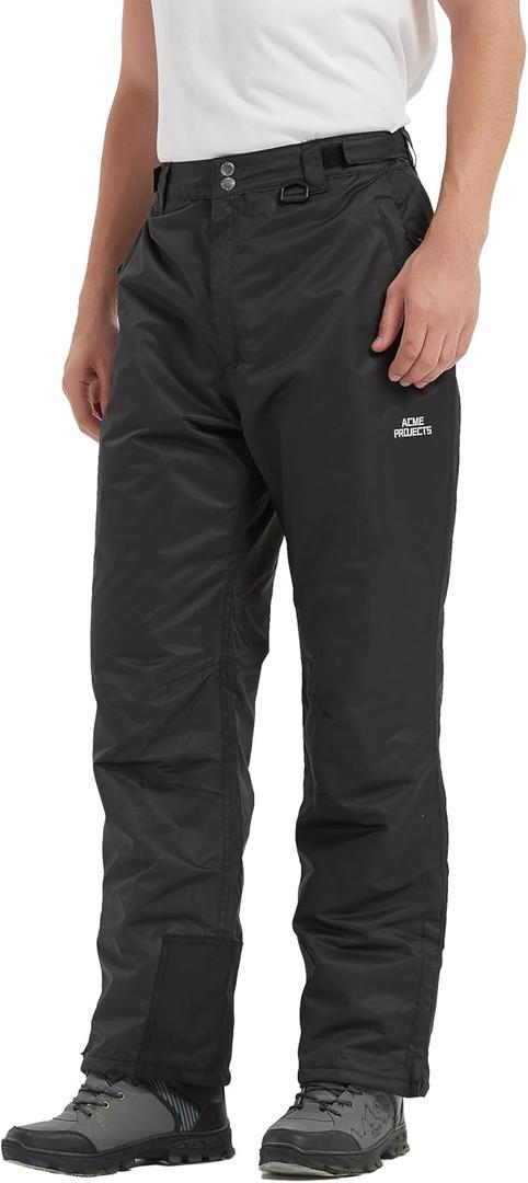 Acme Projects Essential Snow Pants Skiing Snowboarding Insulated Waterproof Breathable Taped Seam 10000mm/3000gm (X-Large, Black)