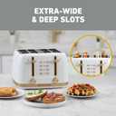 West Bend Timeless 4-Slice Toaster with 7 Browning Levels, Bagel/Waffle/Defrost Settings, High-Lift Lever, Anti-Jam, Easy-Clean Crumb Tray, 4-Slice, White/Gold