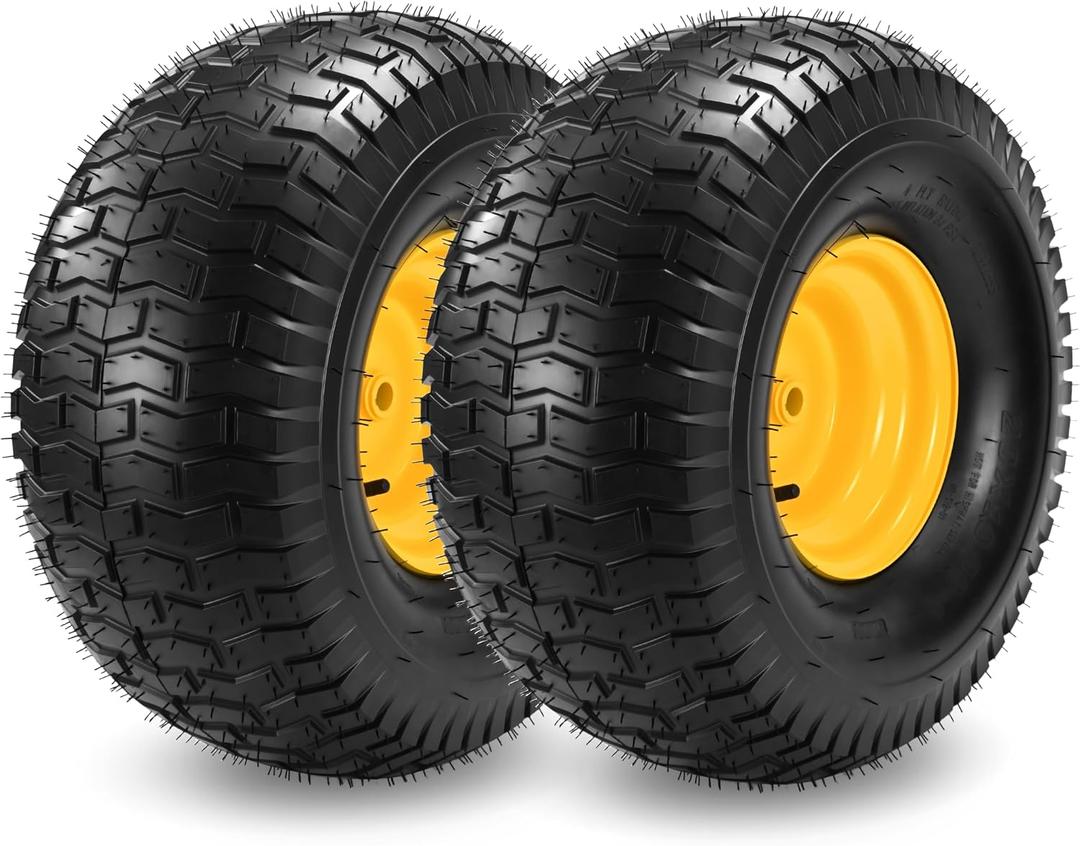 2Pcs 20x10.00-8 Tubeless Lawn Mower Tire and Wheel, 3/4" Borehole, 3/16" Keyway, 3.5" Offset Hub, Replacement for 20x10-8 nhs Riding Lawn Mower and Tractor Rear Tire and Wheel, 20x10x8 Tires, 4 Ply
