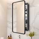 17" x 27" Black Medicine Cabinet with Mirror, Adjustable Shelves