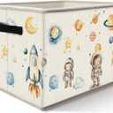 Nogrit Outer Space Storage Bins Box, Toybox for Boys, Space Astronaut Rocket Planets Foldable Baskets Organizer Container with Handles for Kids Boys Bedroom Bathroom Clothes Toys Books