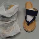 Coutgo Women's Espadrille Wedge Sandals Platform Thong Leather Strap Slides Backless Slip On Summer Casual Flip Flops 7.5