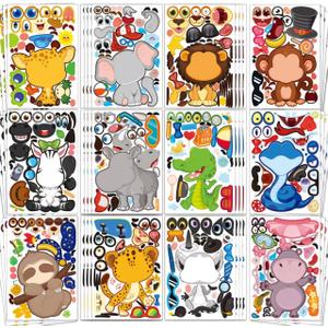 2 x Animal Stickers for Kids - 48 Pcs Safari Birthday Decorations Wild Zoo Jungle Stickers Party Decorations Favors Supplies Crafts for Kids Toddler Student Preschool Kindergarten Gift from Teacher