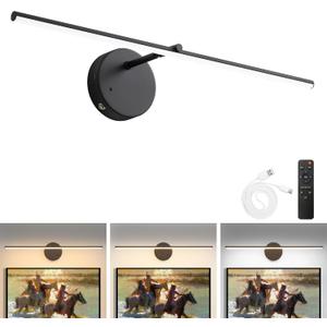 Battery Operated Picture Light with Wireless Remote & Timer Function, 3 CCT Dimmable Gold Wall Art Lights, 24'' 8000mAh Rechargeable Gallery Light for Paintings, Canvas, Artwork, Frames,(1PACK)